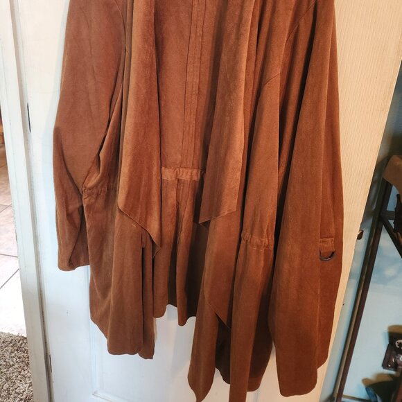 Torrid Faux Suede Drape Open Front Anorak Jacket Plus Size 5 - Picture 2 of 9